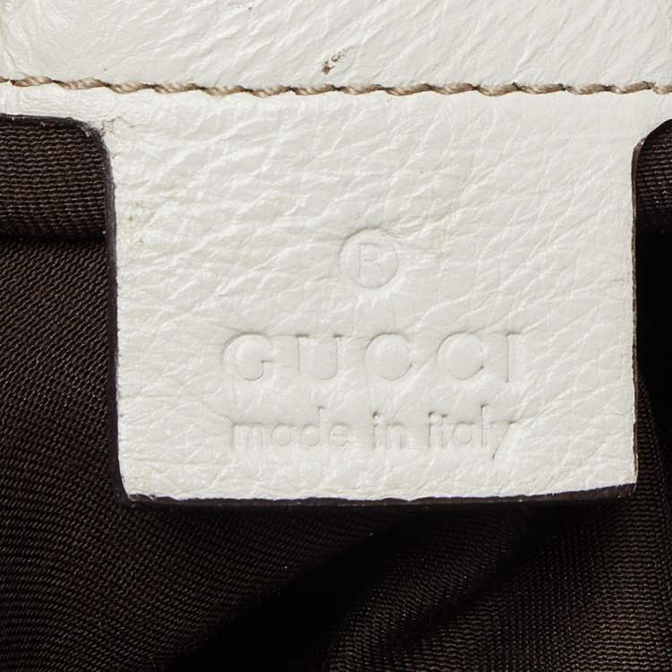 Pre Owned Gucci Beige/Off White GG Canvas and Leather Bag