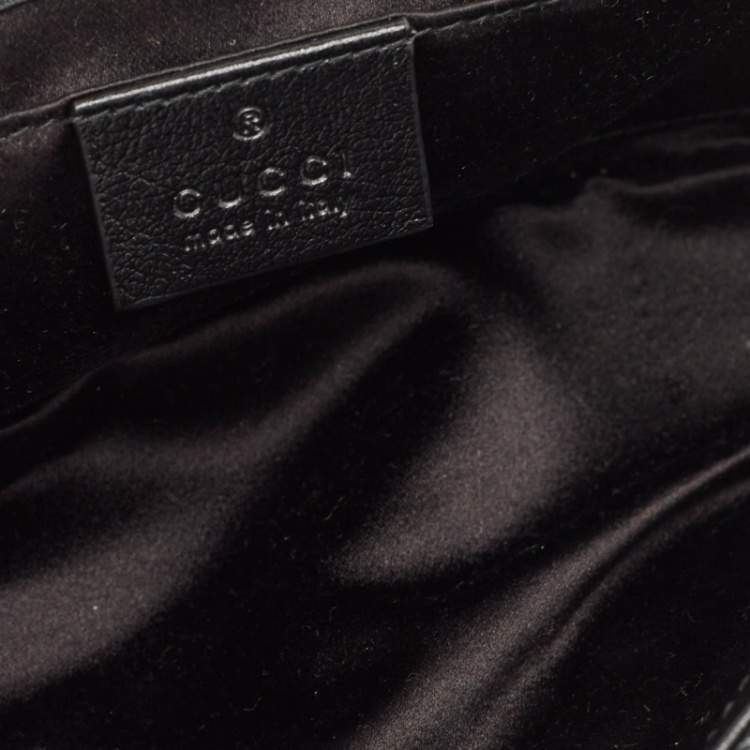Pre Owned Gucci Black Diagonal Sequins and Leather Mini GG Marmont Shoulder Bag