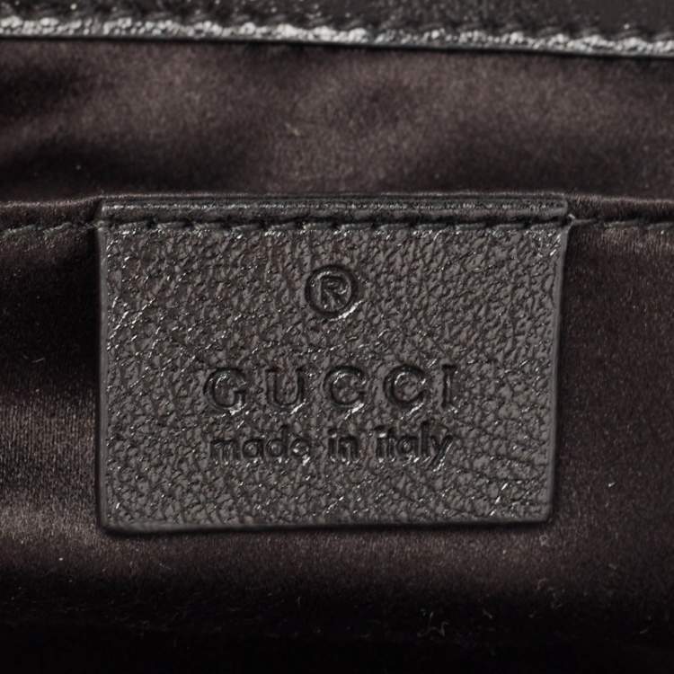 Pre Owned Gucci Black Diagonal Sequins and Leather Mini GG Marmont Shoulder Bag
