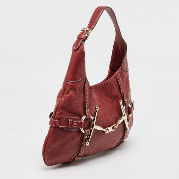 Pre Owned Gucci Red Guccissima Leather 85th Anniversary Hobo