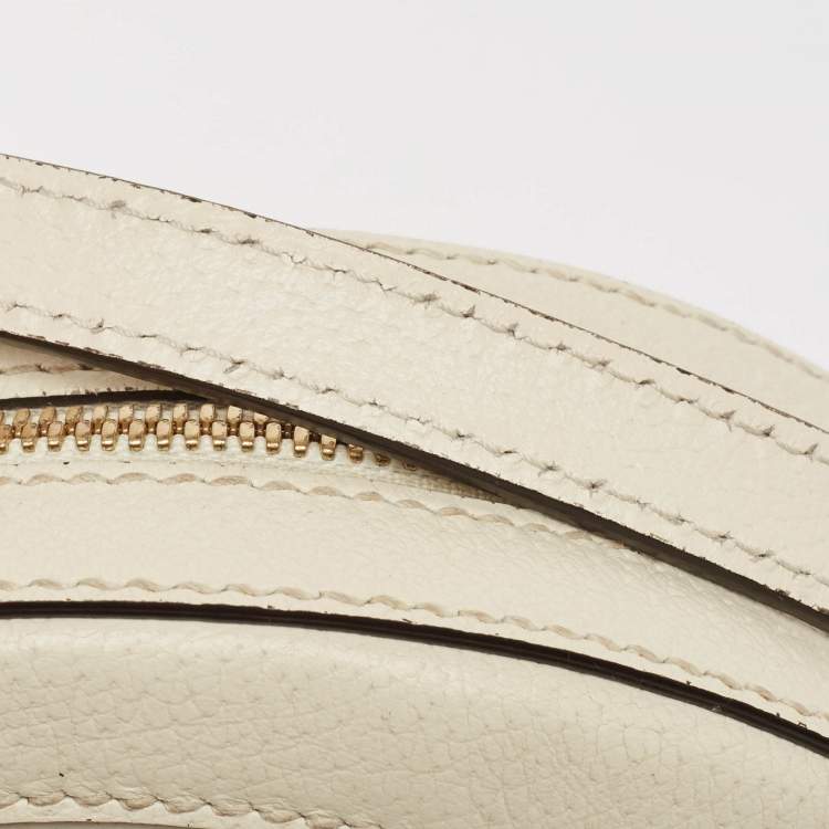 Pre Owned Gucci Off White Leather Mini Ophidia Round Shoulder Bag