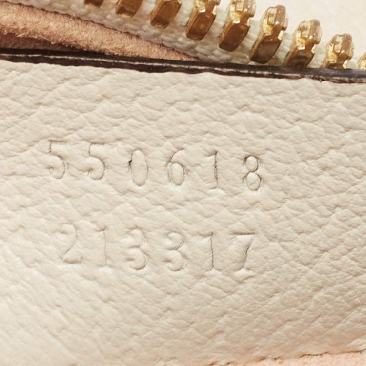 Pre Owned Gucci Off White Leather Mini Ophidia Round Shoulder Bag