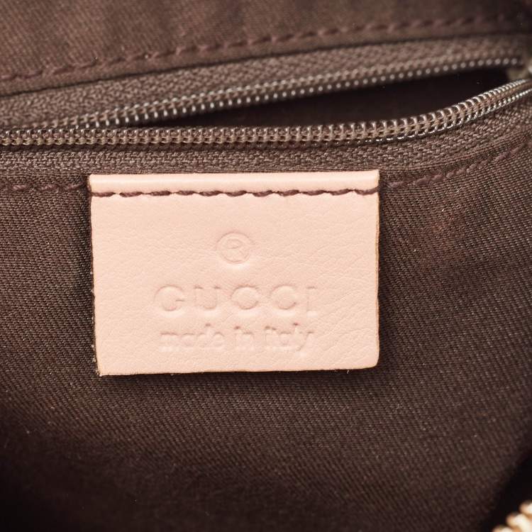 Pre Owned Gucci Pink GG Crystals Canvas Horsebit Charm Web Hobo