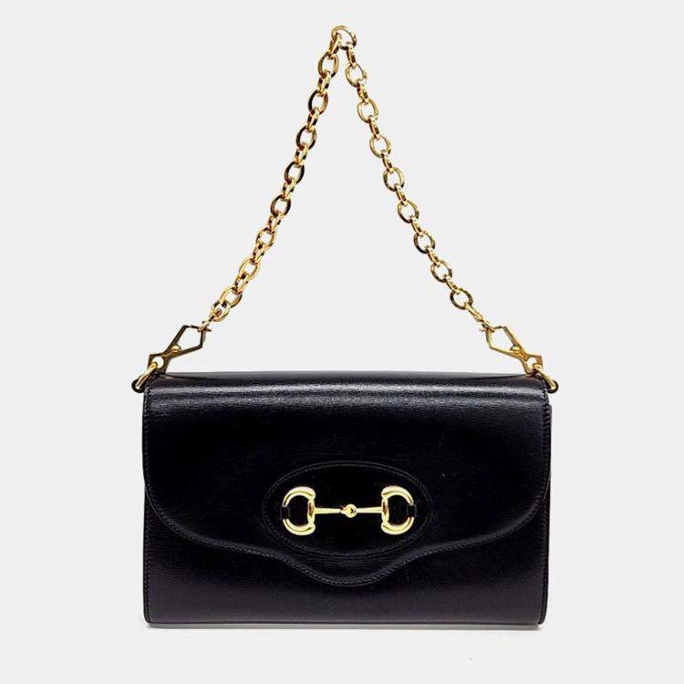 Black gucci purse with gold chain sale