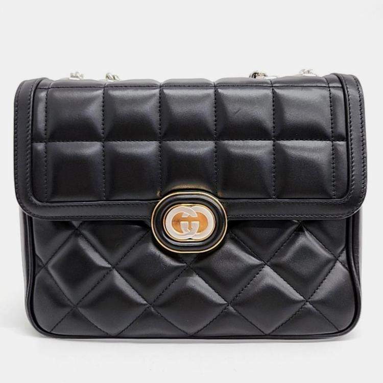 Pre Owned Gucci Black Leather Small Shoulder Bag