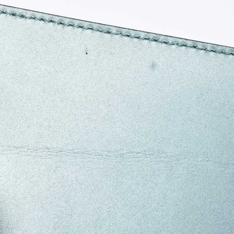 Pre Owned Gucci Metallic Leather Crystal Interlocking G Broadway Clutch