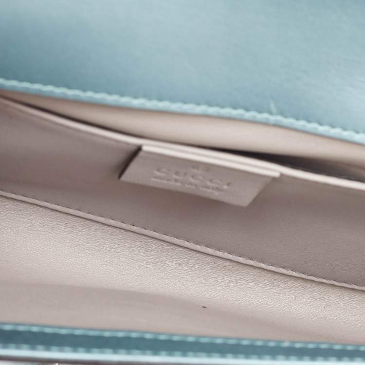 Pre Owned Gucci Metallic Leather Crystal Interlocking G Broadway Clutch