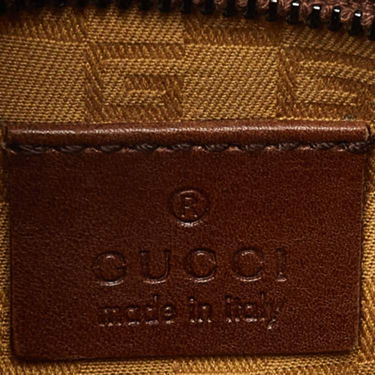 Pre Owned Gucci Two Tone Brown Leather Satchel