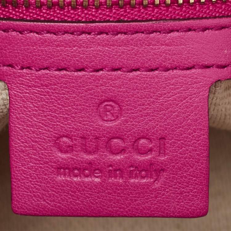 Pre Owned Gucci Magenta Patent Leather Medium Soho Chain Tote