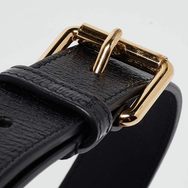 Pre Owned Gucci Black/Brown Suede and Patent Leather Ophidia Belt Bag