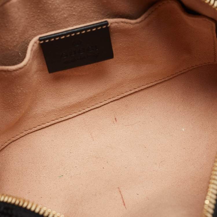 Pre Owned Gucci Black/Brown Suede and Patent Leather Ophidia Belt Bag