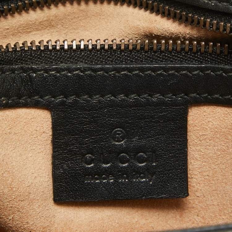 Pre Owned Gucci Black Matelassé Leather Small GG Marmont Shoulder Bag
