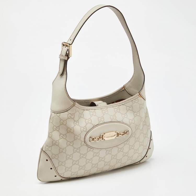 Pre Owned Gucci White Guccissima Leather Punch Hobo