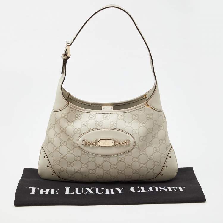 Pre Owned Gucci White Guccissima Leather Punch Hobo