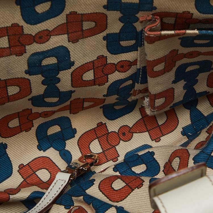 Pre Owned Gucci White Guccissima Leather Punch Hobo