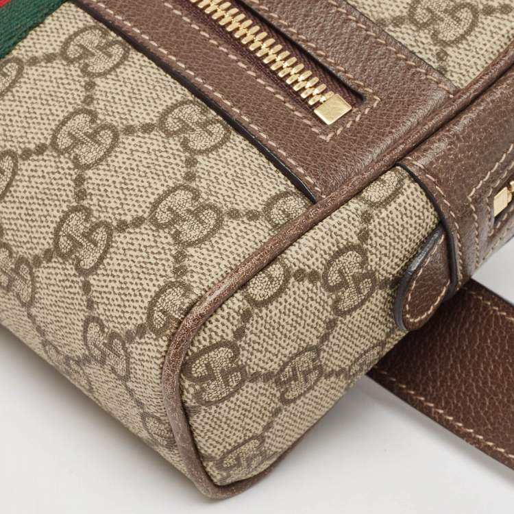 Pre Owned Gucci Brown/Beige GG Supreme Canvas and Leather Ophidia Belt Bag