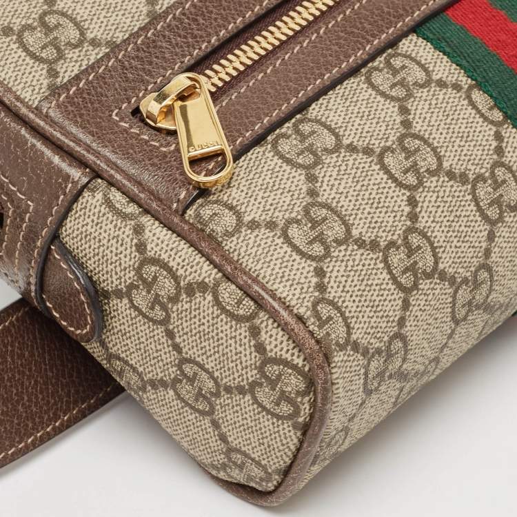 Pre Owned Gucci Brown/Beige GG Supreme Canvas and Leather Ophidia Belt Bag