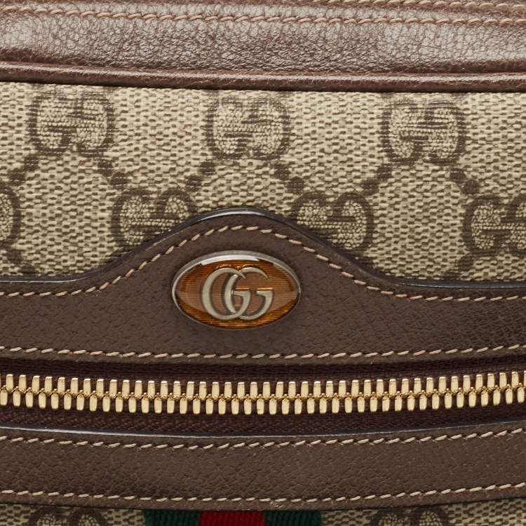 Pre Owned Gucci Brown/Beige GG Supreme Canvas and Leather Ophidia Belt Bag