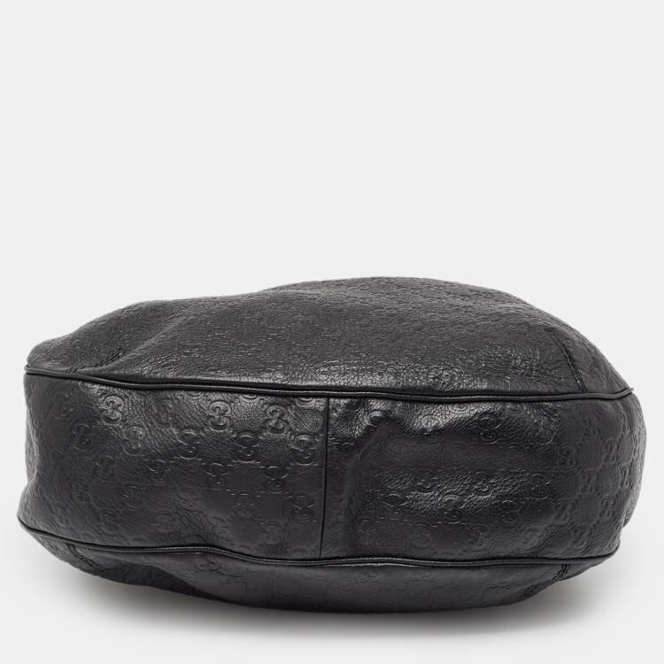 Pre Owned Gucci Black Guccissima Leather Large New Ladies Web Hobo