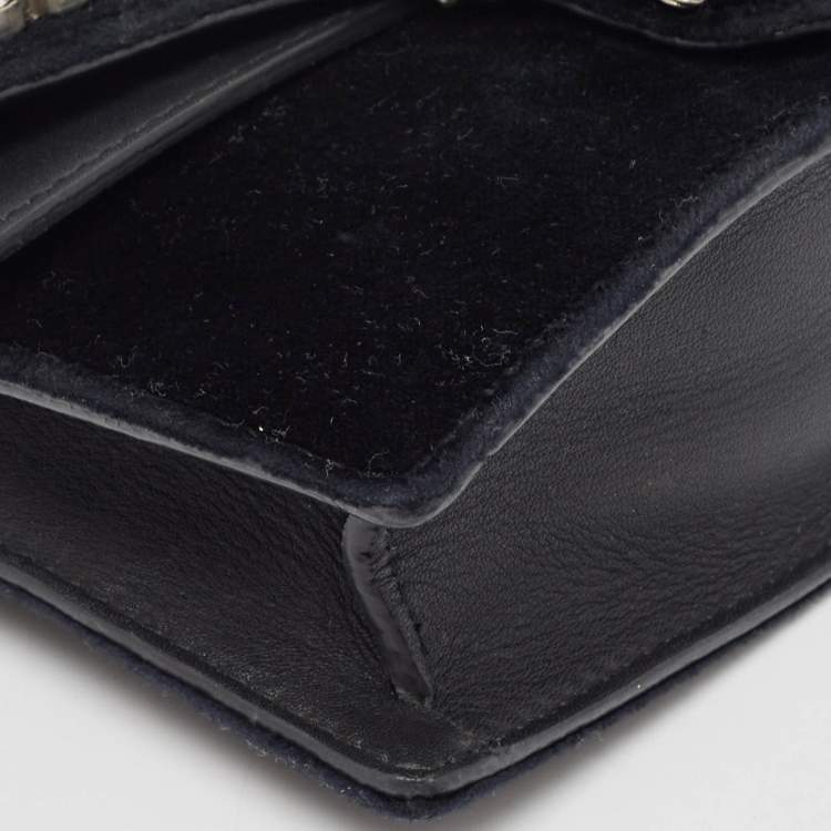 Pre Owned Gucci Black Velvet and Leather Super Mini Dionysus Chain Bag