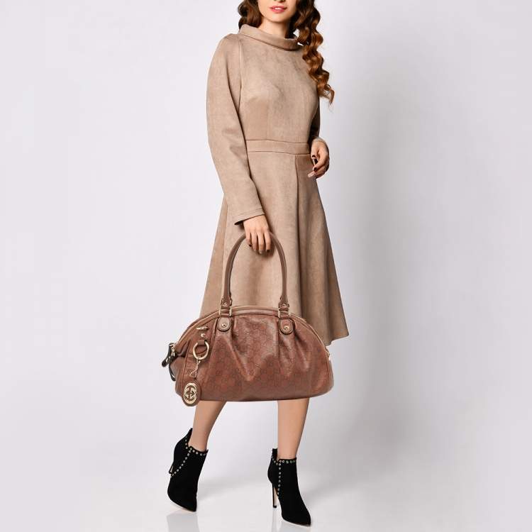 مملوكة مسبقًا Gucci Brown Guccissima Leather Medium Sukey Satchel
