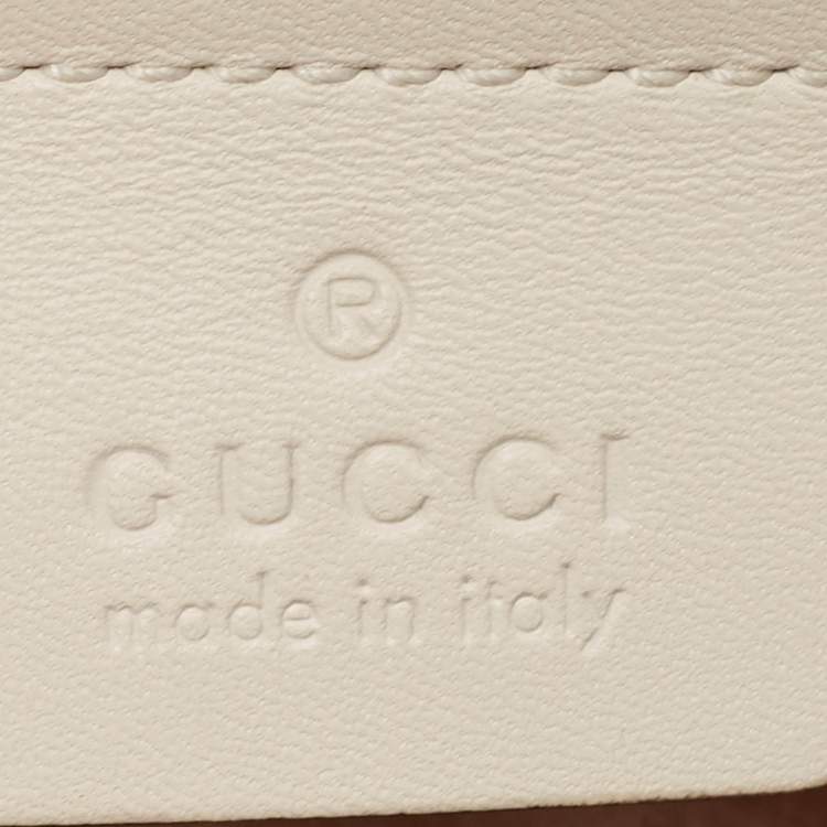 Pre Owned Gucci White Leather Floral Embroidered Medium Sylvie Top Handle Bag