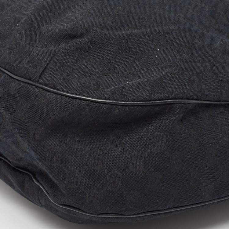 Pre Owned Gucci Black GG Canvas and Leather New Ladies Web Hobo