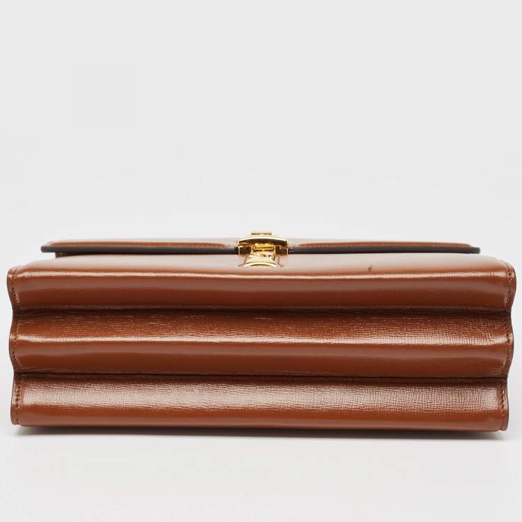 Pre Owned Gucci Brown Leather Sylvie 1969 Top Handle Bag