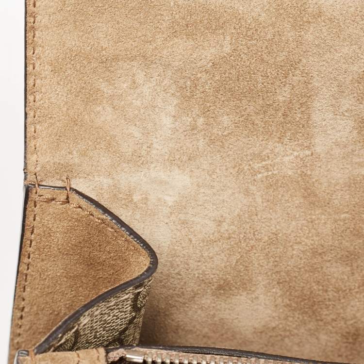Pre Owned Gucci Beige GG Supreme Canvas and Suede Small Dionysus Shoulder Bag