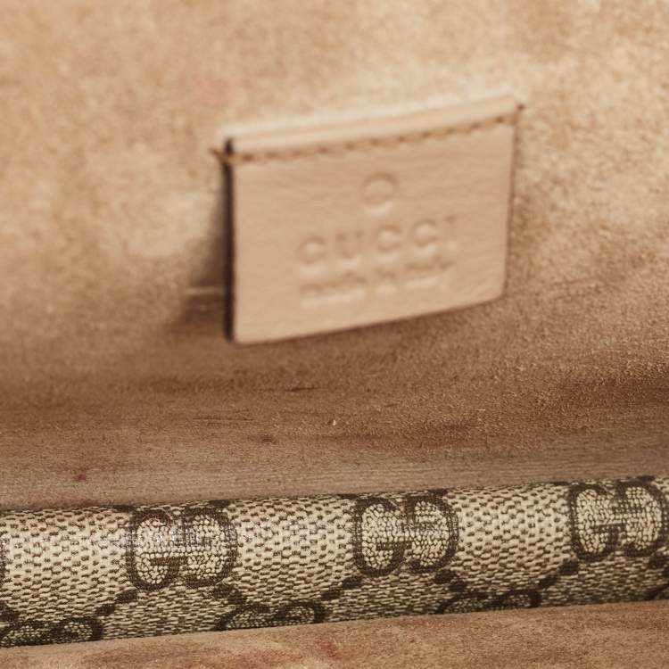Pre Owned Gucci Beige GG Supreme Canvas and Suede Small Dionysus Shoulder Bag