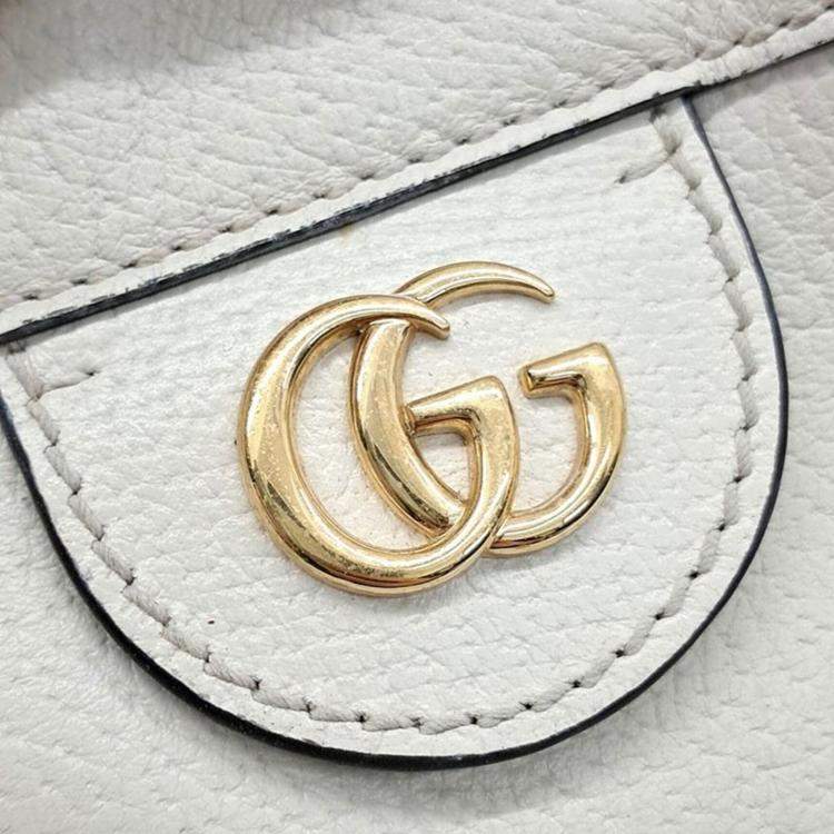 Pre Owned Gucci Ivory/Navy Blue/Red Leather Ophidia Small Bucket Bag