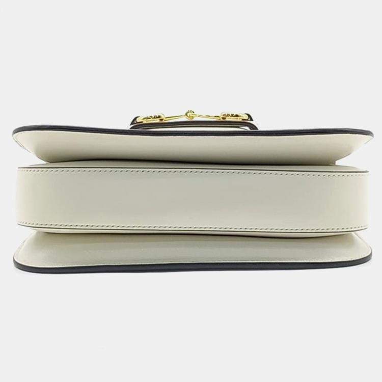 مملوكة مسبقًا Gucci Ivory Leather 1955 Horsebit Shoulder Bag