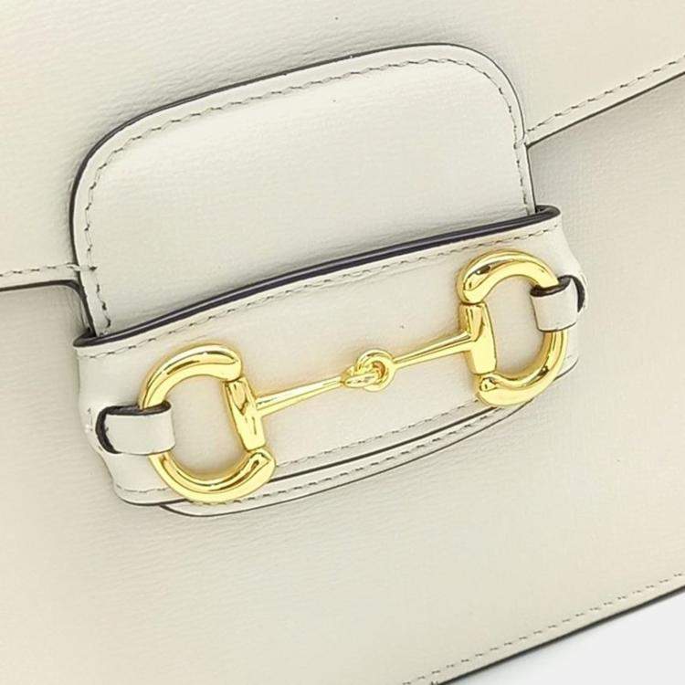 مملوكة مسبقًا Gucci Ivory Leather 1955 Horsebit Shoulder Bag