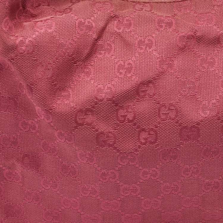 Pre Owned Gucci Pink GG Canvas and Leather Horsebit Handle Hobo