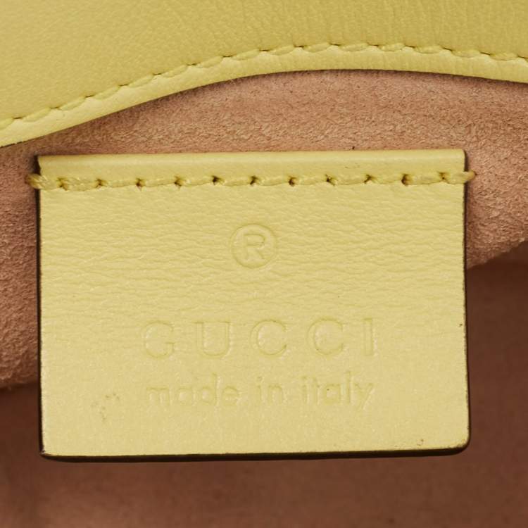 Pre Owned Gucci Yellow Matelassé Leather Super Mini GG Marmont Shoulder Bag