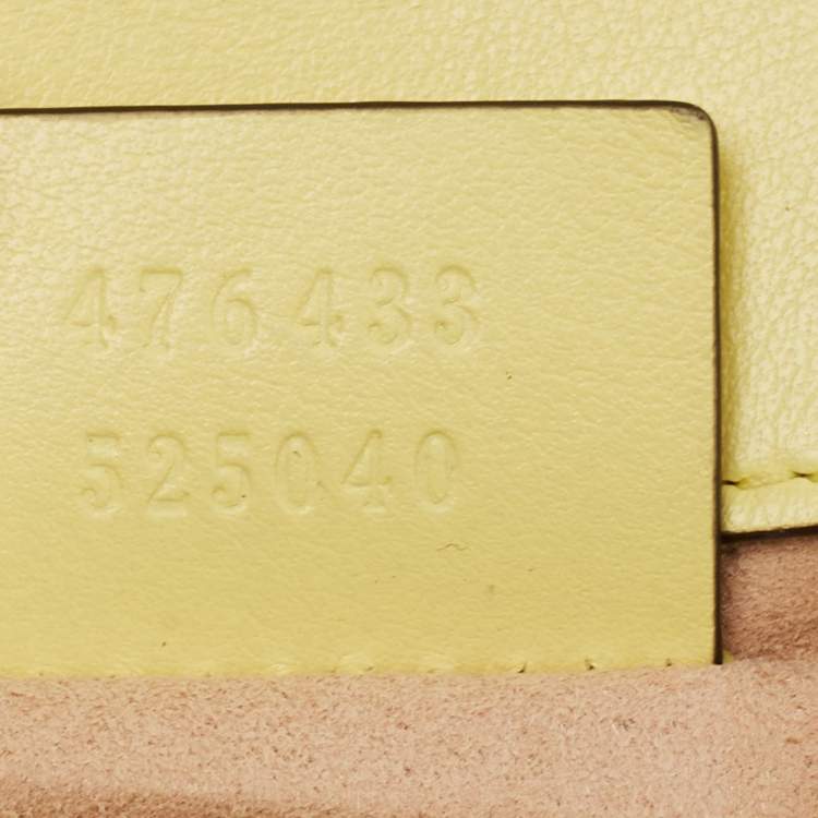 Pre Owned Gucci Yellow Matelassé Leather Super Mini GG Marmont Shoulder Bag