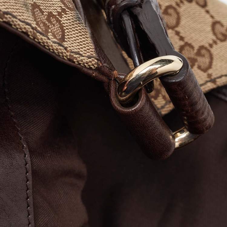 مملوكة مسبقًا Gucci Beige/Brown GG Canvas and Leather Charlotte Hobo