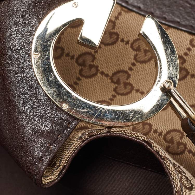 مملوكة مسبقًا Gucci Beige/Brown GG Canvas and Leather Charlotte Hobo
