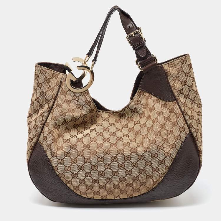 مملوكة مسبقًا Gucci Beige/Brown GG Canvas and Leather Charlotte Hobo