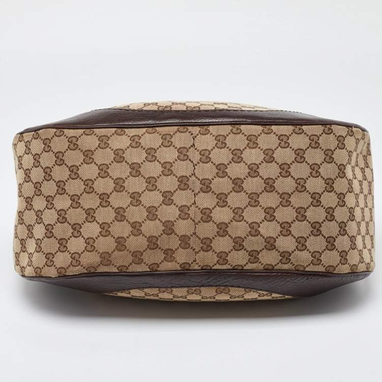 مملوكة مسبقًا Gucci Beige/Brown GG Canvas and Leather Charlotte Hobo