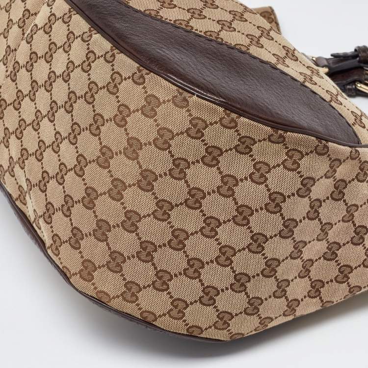 مملوكة مسبقًا Gucci Beige/Brown GG Canvas and Leather Charlotte Hobo