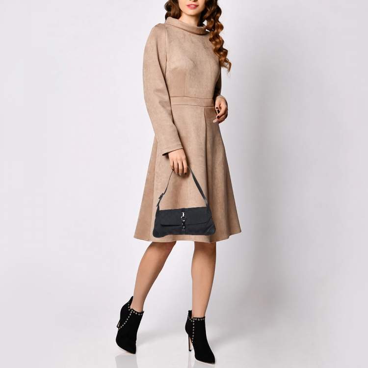 Pre Owned Gucci Black GG Canvas and Leather Jackie O Hobo
