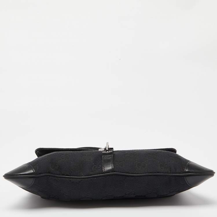 Pre Owned Gucci Black GG Canvas and Leather Jackie O Hobo