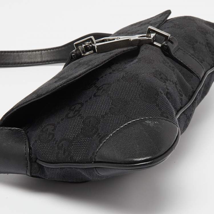 Pre Owned Gucci Black GG Canvas and Leather Jackie O Hobo