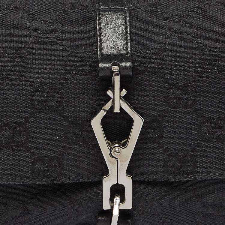 Pre Owned Gucci Black GG Canvas and Leather Jackie O Hobo