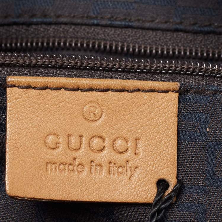 Pre Owned Gucci Beige Leather Zip Hobo
