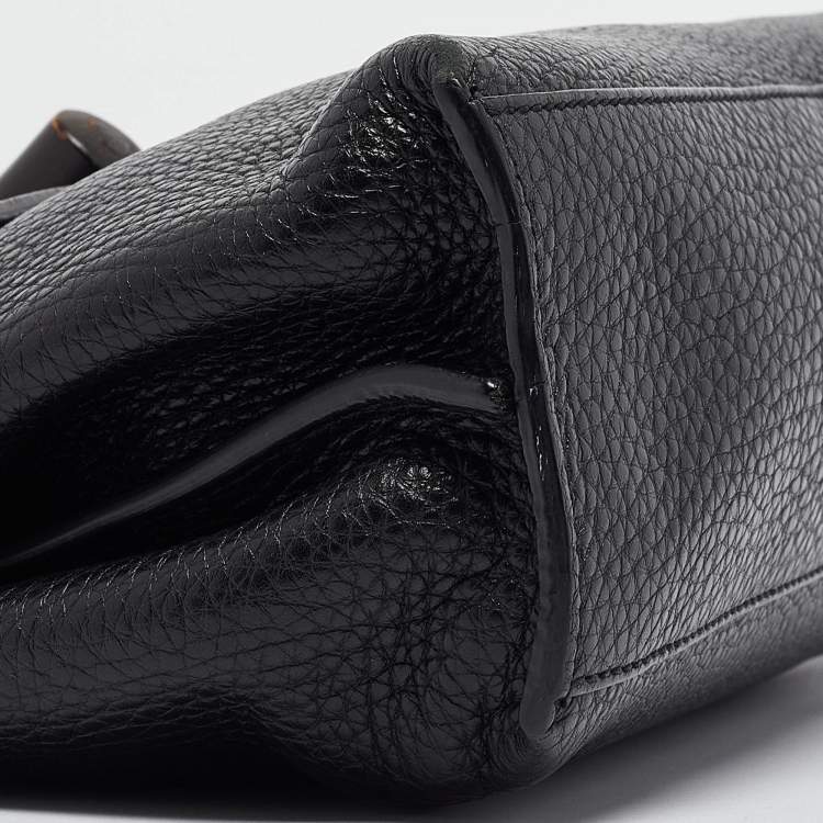 Pre Owned Gucci Black Leather Small Bamboo Daily Top Handle Bag
