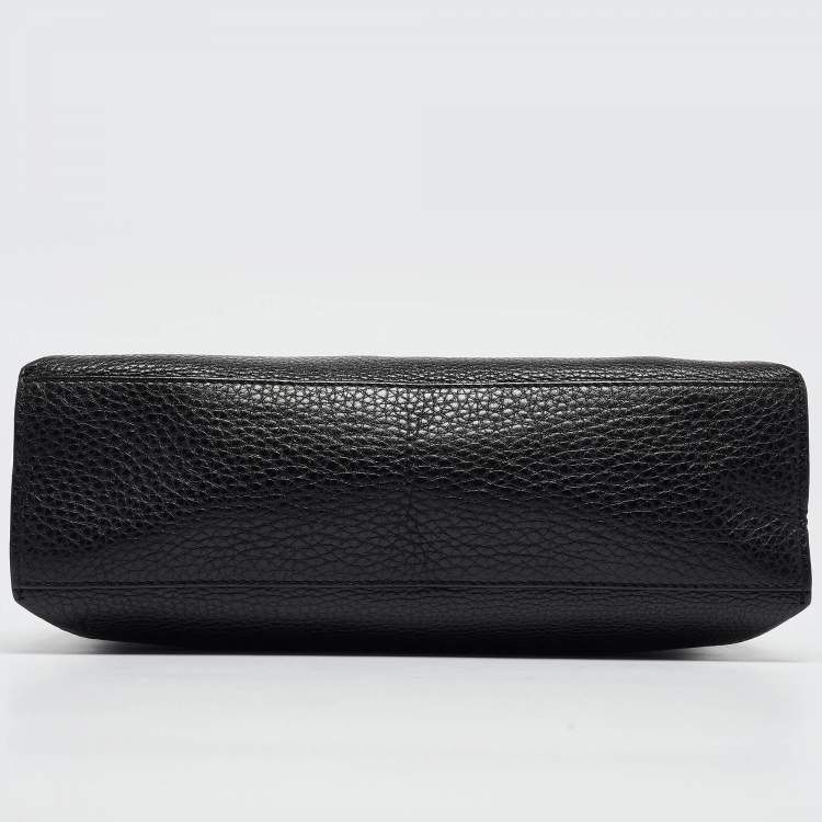 Pre Owned Gucci Black Leather Small Bamboo Daily Top Handle Bag