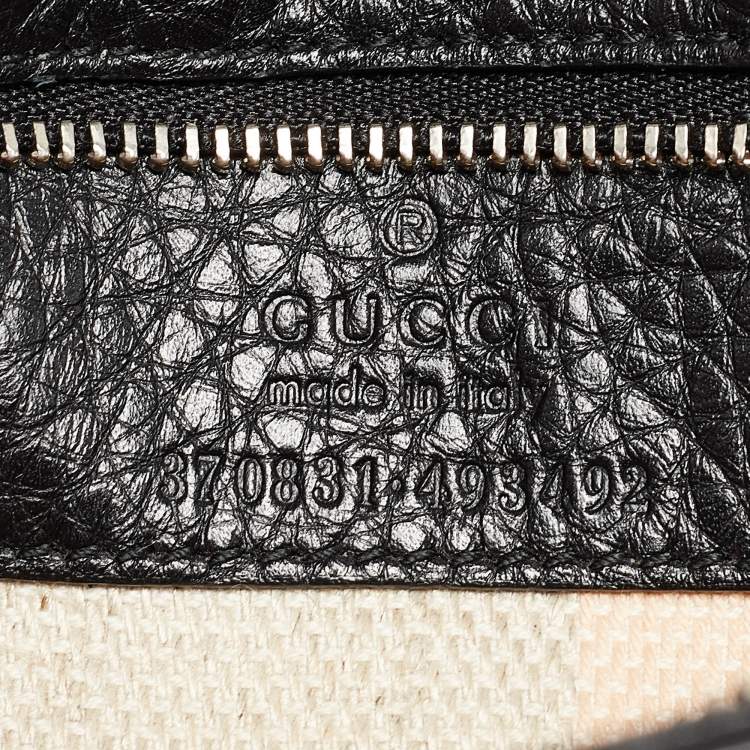 Pre Owned Gucci Black Leather Small Bamboo Daily Top Handle Bag