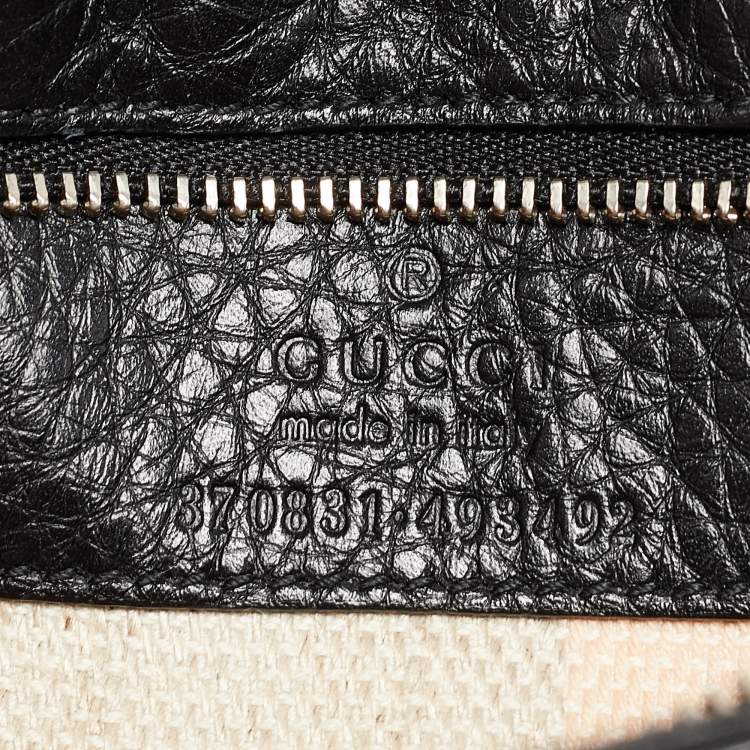 Pre Owned Gucci Black Leather Small Bamboo Daily Top Handle Bag
